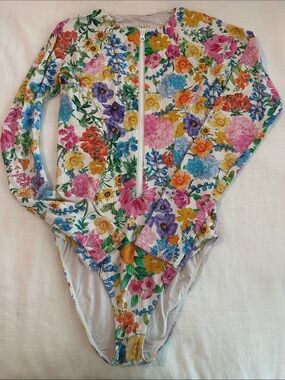 Show Me Your MuMu Surfside Ivory Botanical Rib Scrunch One Piece